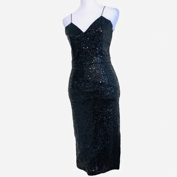 Rehab | Nearly Naked Backless Sequin Midi Dress Black Size S - Picture 5 of 16
